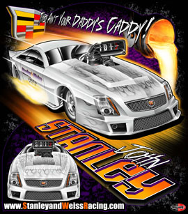 NEW!! Stanley & Weiss - John Stanley Cadillac CTS-V PDRA Pro Extreme Pro Modified Drag Racing T Shirts