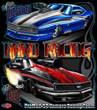 NEW!! Hard / McCurdy Dual Car Pro Modified Camaros Nitrous and Supercharged Drag Racing T Shirts